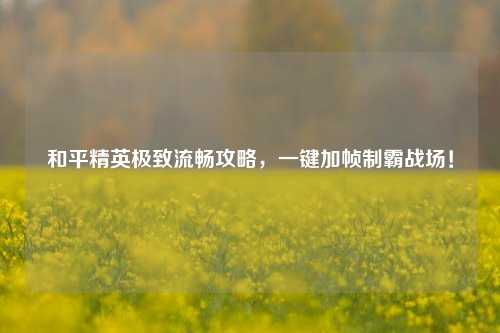 和平精英极致流畅攻略，一键加帧制霸战场！