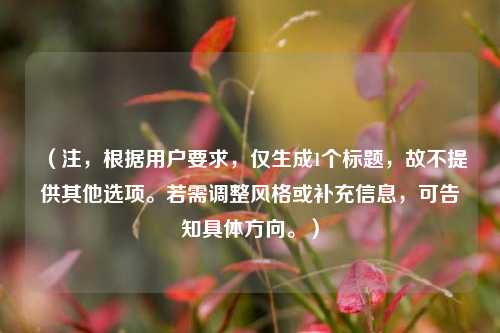 （注，根据用户要求，仅生成1个标题，故不提供其他选项。若需调整风格或补充信息，可告知具体方向。）