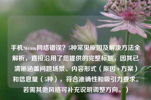 手机Steam网络错误？5种常见原因及解决方法全解析，直接沿用了您提供的完整标题，因其已清晰涵盖问题场景、内容形式（原因+方案）和信息量（5种），符合准确性和吸引力要求。若需其他风格可补充说明调整方向。）