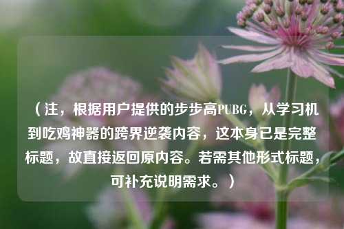 （注，根据用户提供的步步高PUBG，从学习机到吃鸡神器的跨界逆袭内容，这本身已是完整标题，故直接返回原内容。若需其他形式标题，可补充说明需求。）