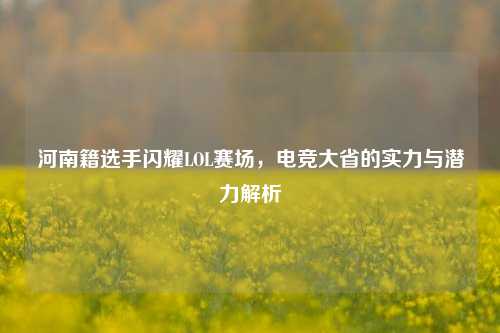 河南籍选手闪耀LOL赛场，电竞大省的实力与潜力解析