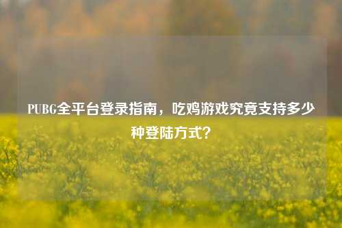 PUBG全平台登录指南，吃鸡游戏究竟支持多少种登陆方式？