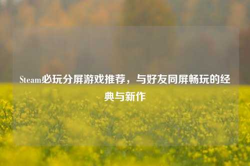 Steam必玩分屏游戏推荐，与好友同屏畅玩的经典与新作