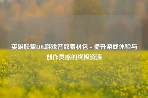 英雄联盟LOL游戏音效素材包 - 提升游戏体验与创作灵感的终极资源