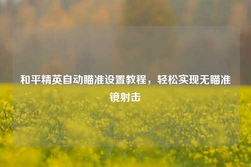和平精英自动瞄准设置教程，轻松实现无瞄准镜射击