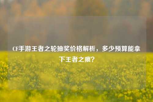 CF手游王者之轮抽奖价格解析，多少预算能拿下王者之痕？
