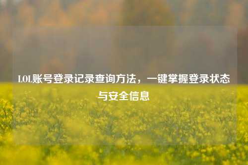 LOL账号登录记录查询方法，一键掌握登录状态与安全信息