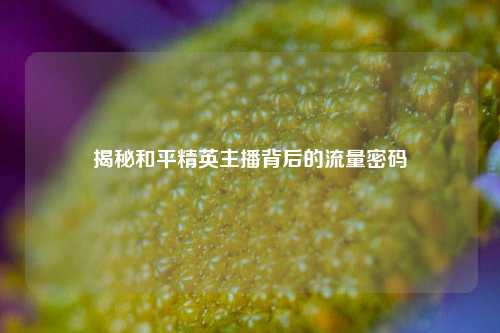 揭秘和平精英主播背后的流量密码