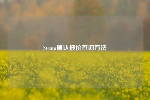 Steam确认报价查询方法