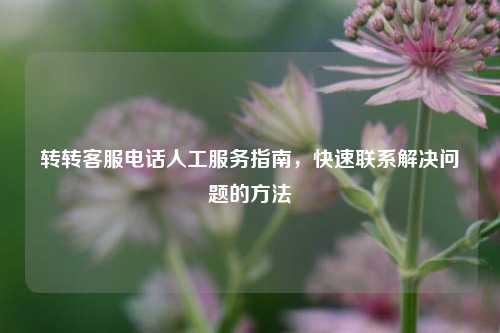 转转客服电话人工服务指南，快速联系解决问题的方法