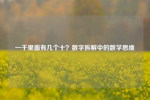 一千里面有几个十？数字拆解中的数学思维
